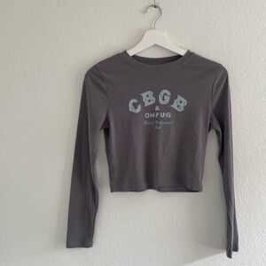 CBGB Grey Cropped Long Sleeve T